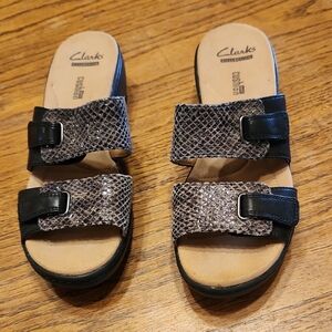 Clarks Collection Delana Fanela Snake Print Sandal Size 7.5